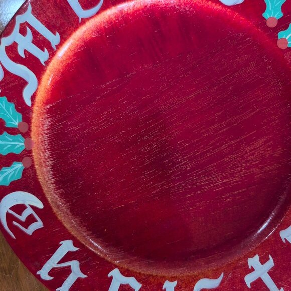 Vintage Merry Christmas Wooden Plate Handmade By The Little Wood Shop In... - Picture 3 of 5